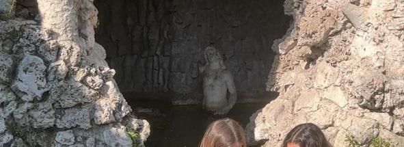 Rock-cut thermal pool in the Tuscia landscape
